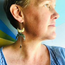 Load image into Gallery viewer, Crescent Moons &amp; Stars Upcycled Tin Earrings