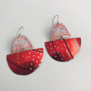 Mixed Reds Little Boats Upcycled Tin Earrings