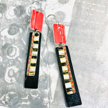 Load image into Gallery viewer, Scarlet &amp; Midnight Recycled Tin Rectangles Earrings