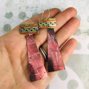 Shimmery Etched Burgundy Tin Zero Waste Earrings Ethical Jewelry
