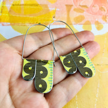 Load image into Gallery viewer, Chartreuse and Walnut Arch Dangle Tin Earrings