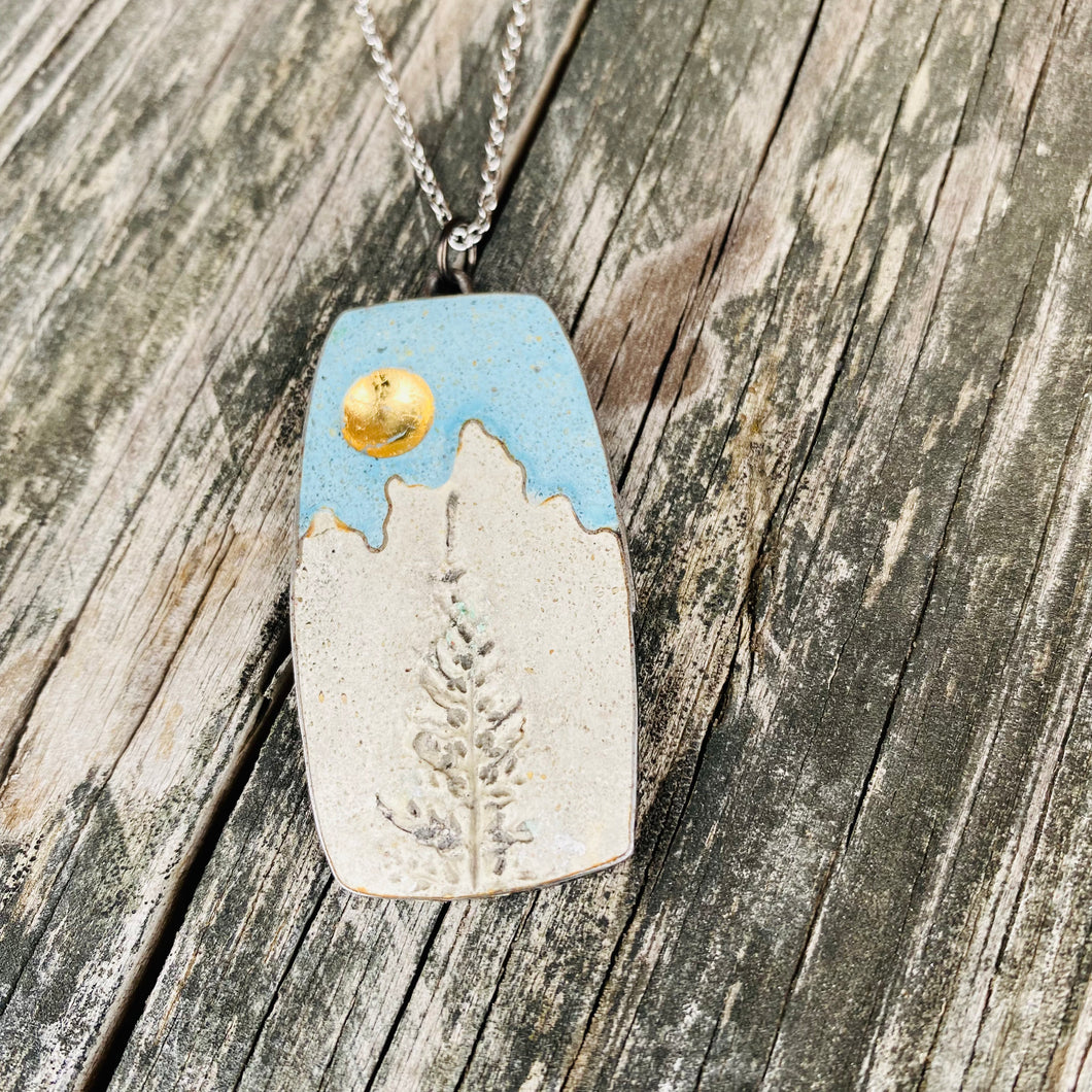 Gold Moon Pine Mountain Concrete & Tin Necklace