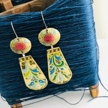 Load image into Gallery viewer, Vintage Arts and Craft Style Zero Waste Tin Earrings Ethical Jewelry