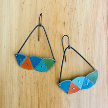 Load image into Gallery viewer, Multisector Blues Tin Dangle Tesserae Earrings
