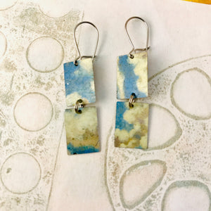 Cloudy Day Upcycled Rectangles Tin Earrings
