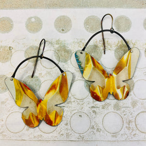 Vintage Gold & Cream Butterflies Upcycled Tin Earrings
