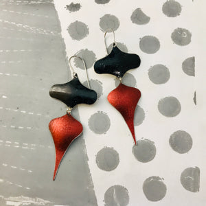 Black and Deep Crimson Rex Ray Zero Waste Tin Earrings