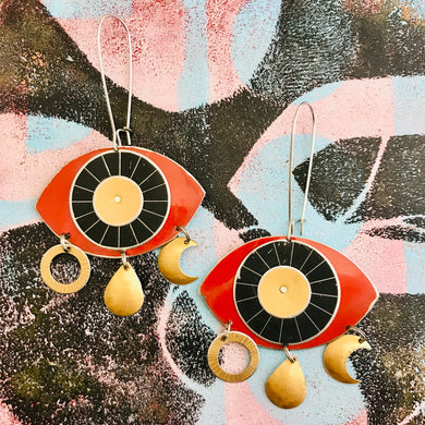 Protective Red Eye Talisman Zero Waste Tin Earrings