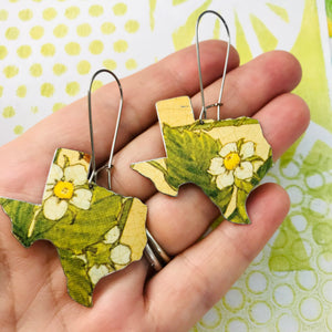 Strawberry Blossoms Texas Upcycled Tin Earrings