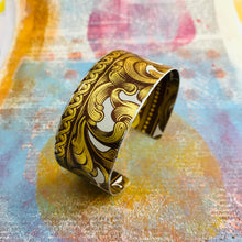 Load image into Gallery viewer, Antiqued Golden Swirls Upcycled Tin Cuff