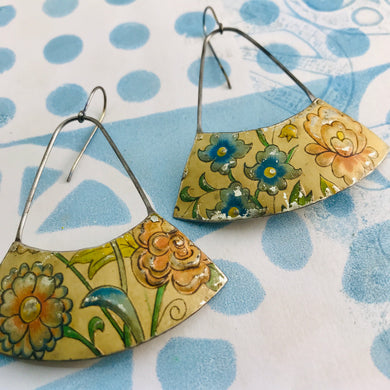 Vintage Flowers Wide Arc Zero Waste Earrings