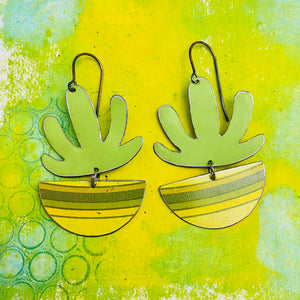 Apple Green Mod Succulents Upcycled Tin Earrings