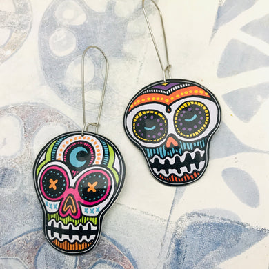 Sugar Skulls Upcycled Tin Earrings