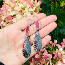 Load image into Gallery viewer, Hydrangea Upcycled Teardrop Tin Earrings
