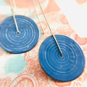 Modern Cornflower Etched Concentric Circle Small Upcycled Tin Earrings