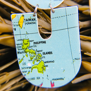 Vintage Tin Globe: Japan & The Philippines Chunky Horseshoes Tin Earrings