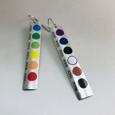 RESERVED Colored Pencil Case Long Narrow Tin Earrings