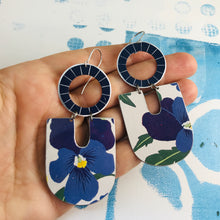 Load image into Gallery viewer, Vintage Violets Chunky Horseshoes Zero Waste Tin Earrings