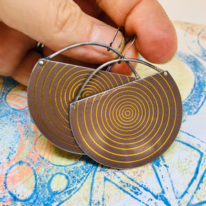 Espresso & Copper Concentric Circles Recycled Tin Earrings