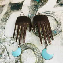 Load image into Gallery viewer, Chocolate Hands &amp; Aqua Moons Zero Waste Tin Earrings