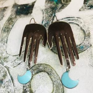 Chocolate Hands & Aqua Moons Zero Waste Tin Earrings