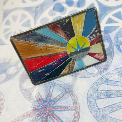 Retro Agave Starburst Upcycled Tesserae Tin Cuff