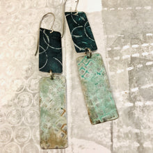 Load image into Gallery viewer, Black &amp; White Patina Rectangles Tin Earrings