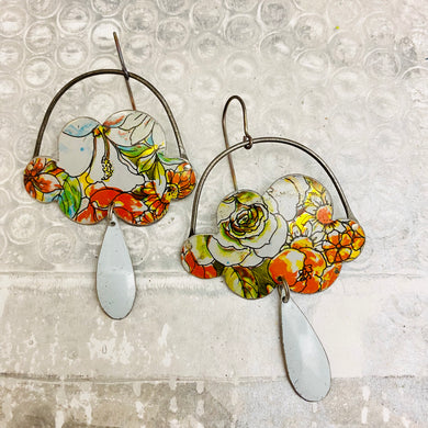 Flowery Rain Clouds Tin Earrings