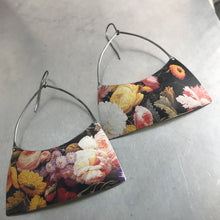 Load image into Gallery viewer, Flower Bouquet on Midnight Wide Arch Tin Earrings