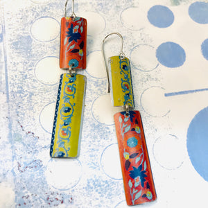 Mixed Pattern Edge Recycled Tin Earrings