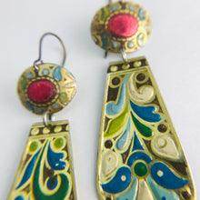 Load image into Gallery viewer, Vintage Arts and Craft Style Zero Waste Tin Earrings Ethical Jewelry