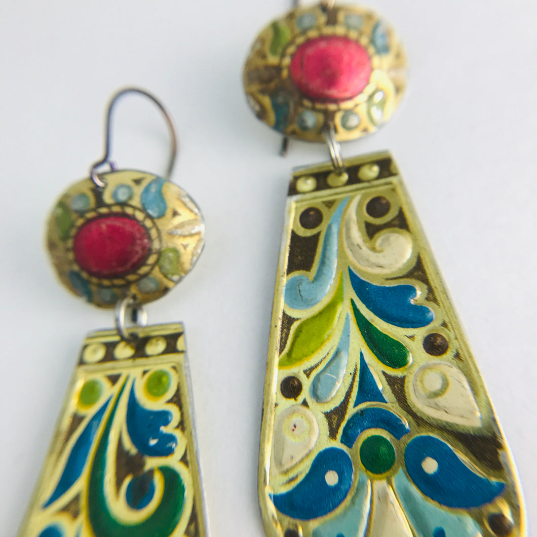Vintage Arts and Craft Style Zero Waste Tin Earrings Ethical Jewelry