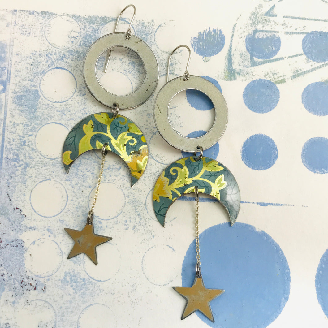 Blue Moon Upcycled Tin Earrings
