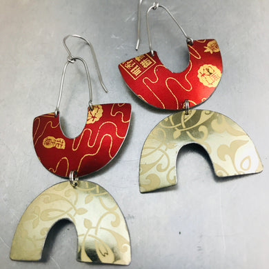 Mixed Patterns Double Little Us Upcycled Tin Earrings