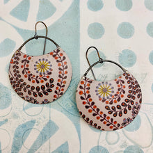 Load image into Gallery viewer, Dusty Lilac Pattern Circles Upcycled Tin Earrings