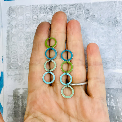 Mixed Cools Circus Rings Upcycled Teardrop Tin Earrings
