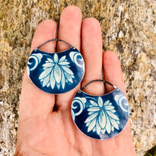 Load image into Gallery viewer, Deep Blueberry Circles Upcycled Tin Earrings
