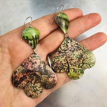 Load image into Gallery viewer, Blossoming Cherry Tree Trefoil Upcyled Tin Earrings