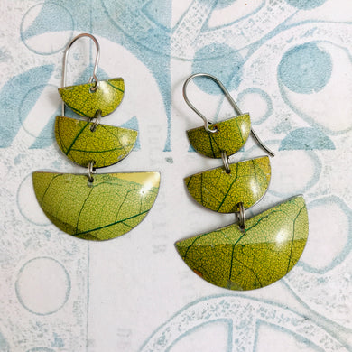 Leaf Skeleton Stacked Half Moons Earrings