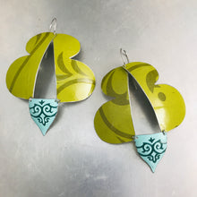 Load image into Gallery viewer, Abstract Green Butterflies Upcycled Tin Earrings