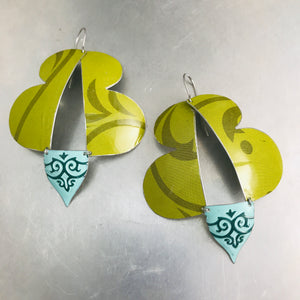Abstract Green Butterflies Upcycled Tin Earrings