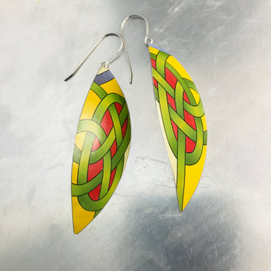 Celtic Knot Upcycled Tin Leaf Earrings