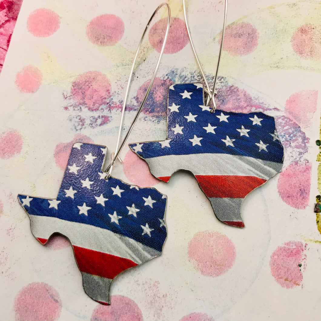 USA Texas Upcycled Tin Earrings