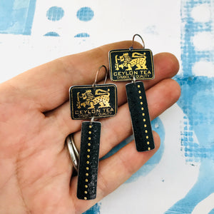 Ceylon Tea Black & Gold Recycled Tin Earrings