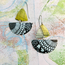 Load image into Gallery viewer, Soft Blue Sunflowers &amp; Sunny Yellow Little Sailboats Tin Earrings