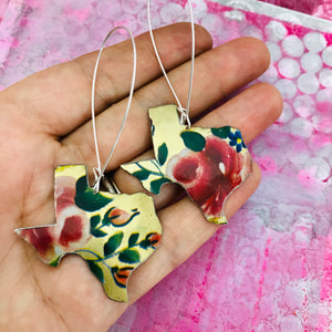 Roses on Gold Texas Upcycled Tin Earrings