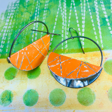 Persimmon Half Moon Saddle Zero Waste Tin Earrings