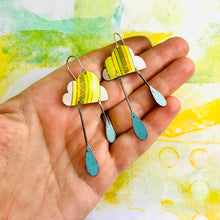Load image into Gallery viewer, Retro Stripes Rain Clouds Zero Waste Tin Earrings