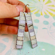 Load image into Gallery viewer, Fenced &amp; Folded Whites Rectangle Tin Earrings