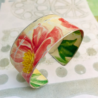 Pink Blossoms Upcycled Tin Cuff